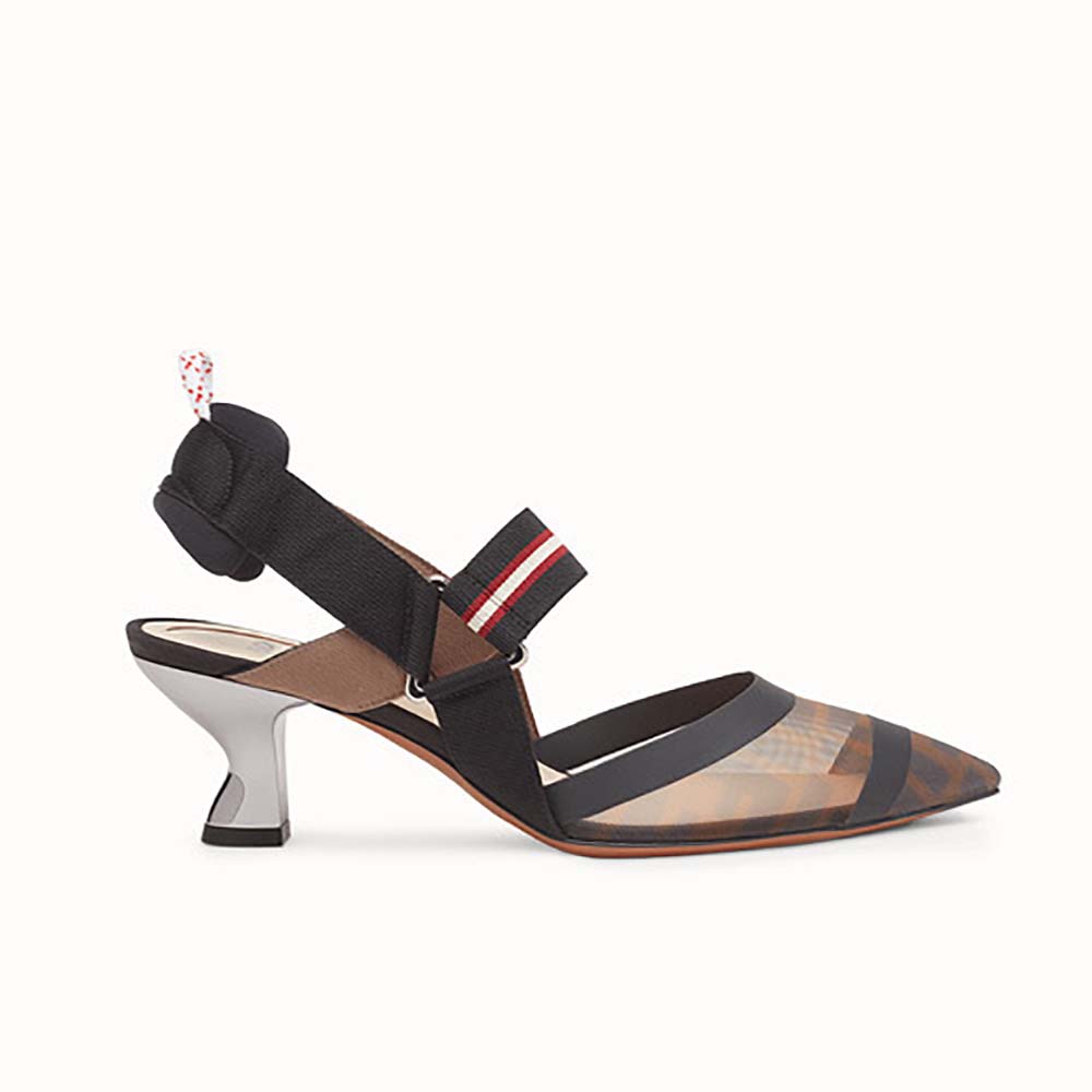 Fendi Women Shoes Pumps Multicolor Technical Mesh Slingbacks