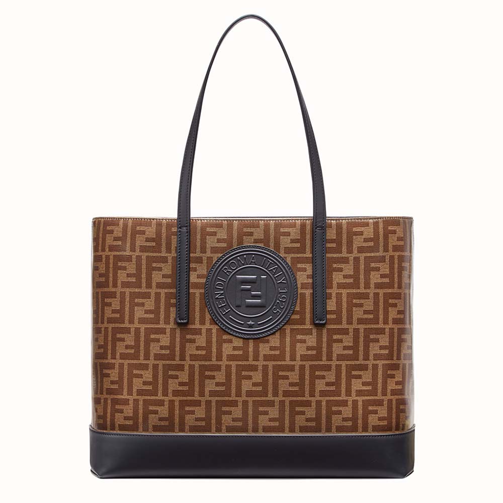 Fendi Women Shopping Logo Leather Shopper-Black