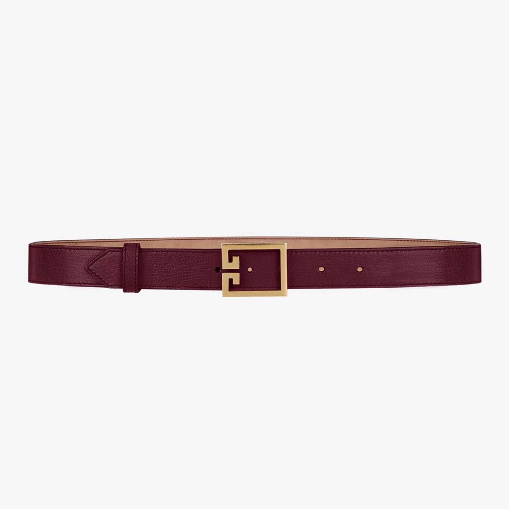 Givenchy Women Double G Belt in Leather-Maroon