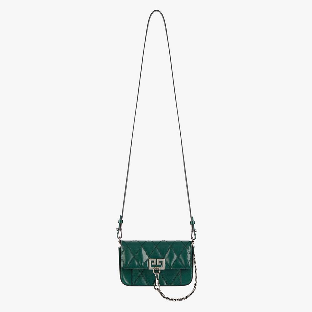 Givenchy Women Mini Pocket Bag in Diamond Quilted Leather-Green