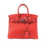 Hermes Birkin 25 Bag in Togo Leather with Gold Hardware-Red
