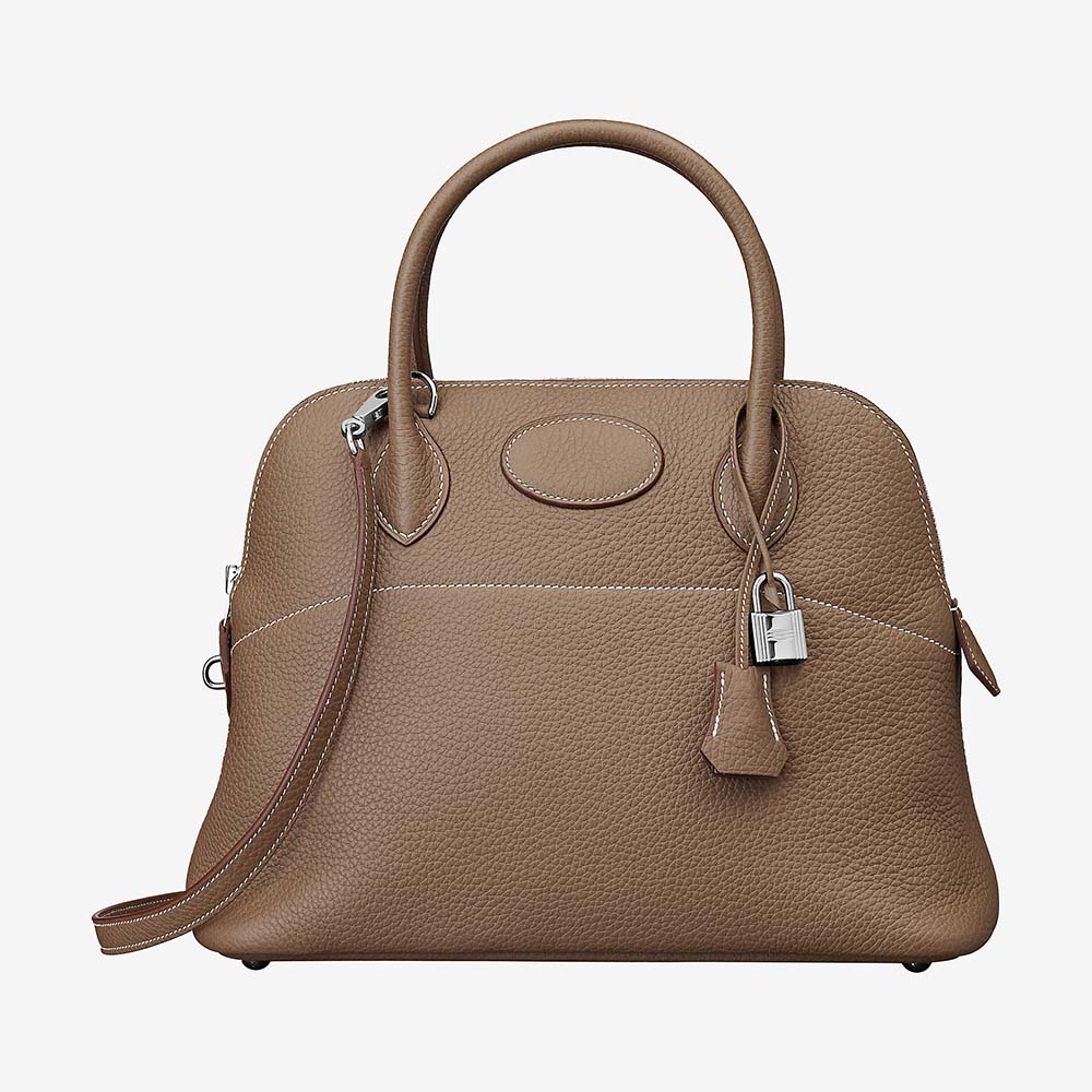 Hermes Women Bolide 31 bag in Taurillon Clemence Leather-Brown