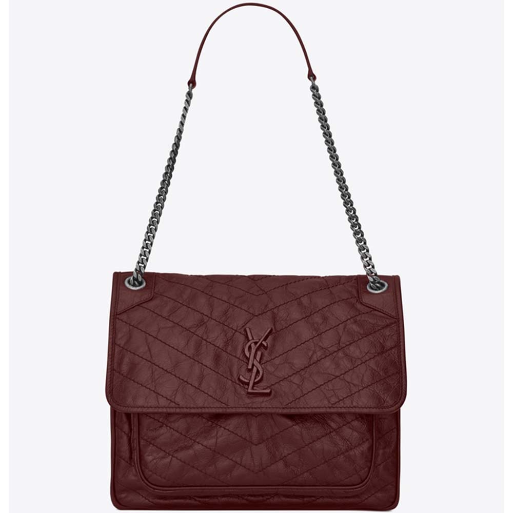 Saint Laurent YSL Women Niki Large in Vintage Leather-Maroon Saint Laurent YSL Women Niki Large in Vintage Leather-Maroon
