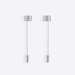 Balenciaga Women Pin BB Earrings in Palladium Brass and Bronze