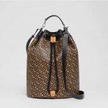 Burberry Men Monogram E-canvas and Leather Drawcord Tote-Brown