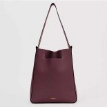 Burberry Women Large Leather Basket Bag-Maroon