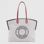 Burberry Women Large Logo Graphic Cotton Canvas Society Tote