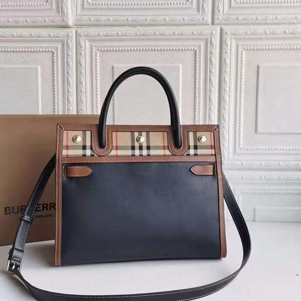 vintage check and leather crossbody bolsa