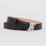 Burberry Women Monogram Motif Leather Belt-Black