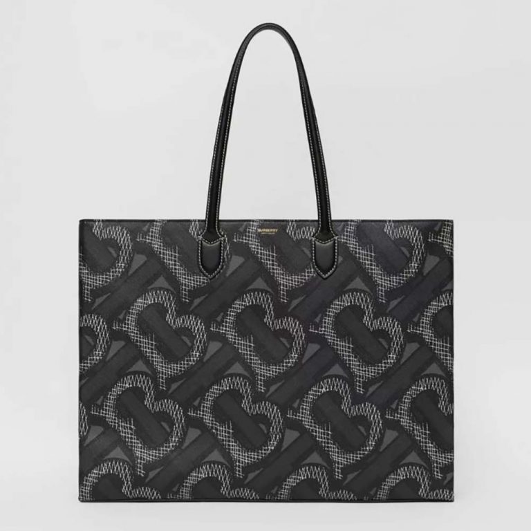 Burberry Women Monogram Print E-canvas Tote Bag