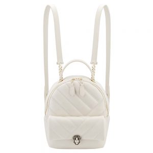 Bvlgari Women Serpenti Cabochon Backpack in White Agate Calf Leather