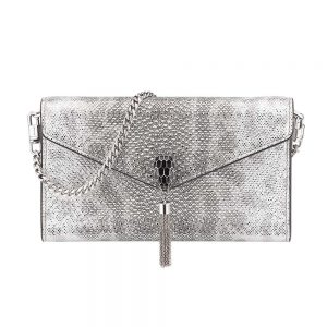 Bvlgari Women Serpenti Forever Pochette in Black Nappa Leather