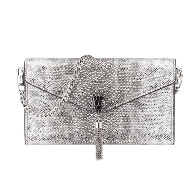 Bvlgari Women Serpenti Forever Pochette in Black Nappa Leather