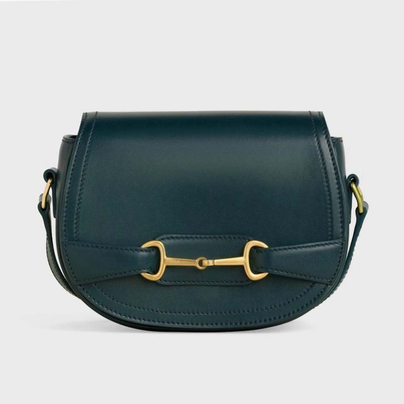 Celine Women Small Crecy Bag in Satinated Calfskin-Green