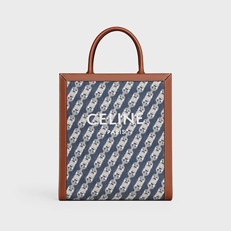 Celine Women Small Vertical Cabas Celine in Maillon Triomphe Jacquard and Calfskin
