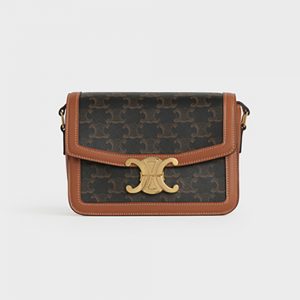 Celine Women Teen Triomphe Bag in Triomphe Canvas and Calfskin