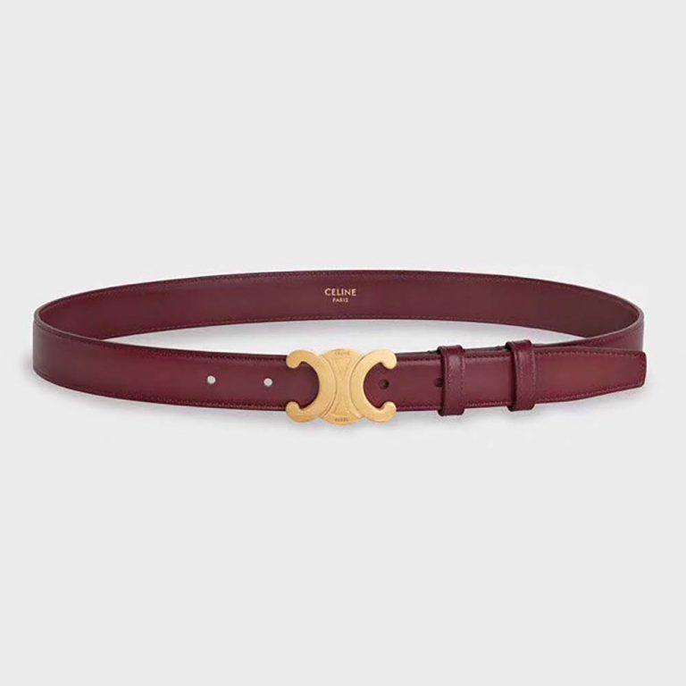 Celine Women Triomphe Belt in Smooth Calfskin-Maroon