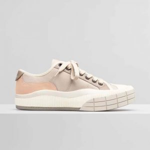 Chloe Women Clint Low-Top Sneaker in Nylon & Suede Calfskin-Pink