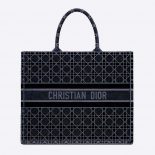 Dior Book Tote Blue Cannage Embroidered Velvet