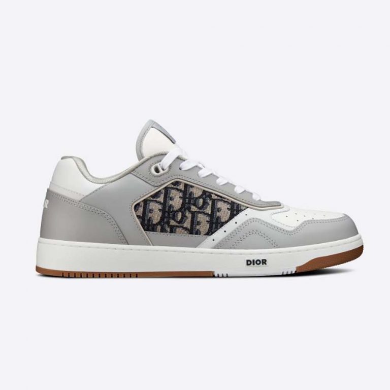 Dior Men B27 Low-Top Sneaker Smooth Calfskin with Dior Oblique Jacquard-Silve