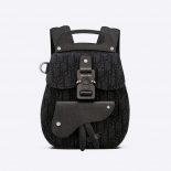 Dior Men Mini Saddle Backpack Dior Oblique Jacquard-Black