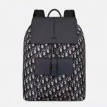 Dior Men Motion Backpack Beige and Black Dior Oblique Jacquard and Black Grained Calfskin