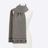 Dior Women 30 Montaigne Scarf Black and White Houndstooth Cashmere Blend Knit