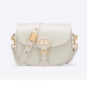 Dior Women Medium Dior Bobby Bag Denim Blue Box Calfskin-White