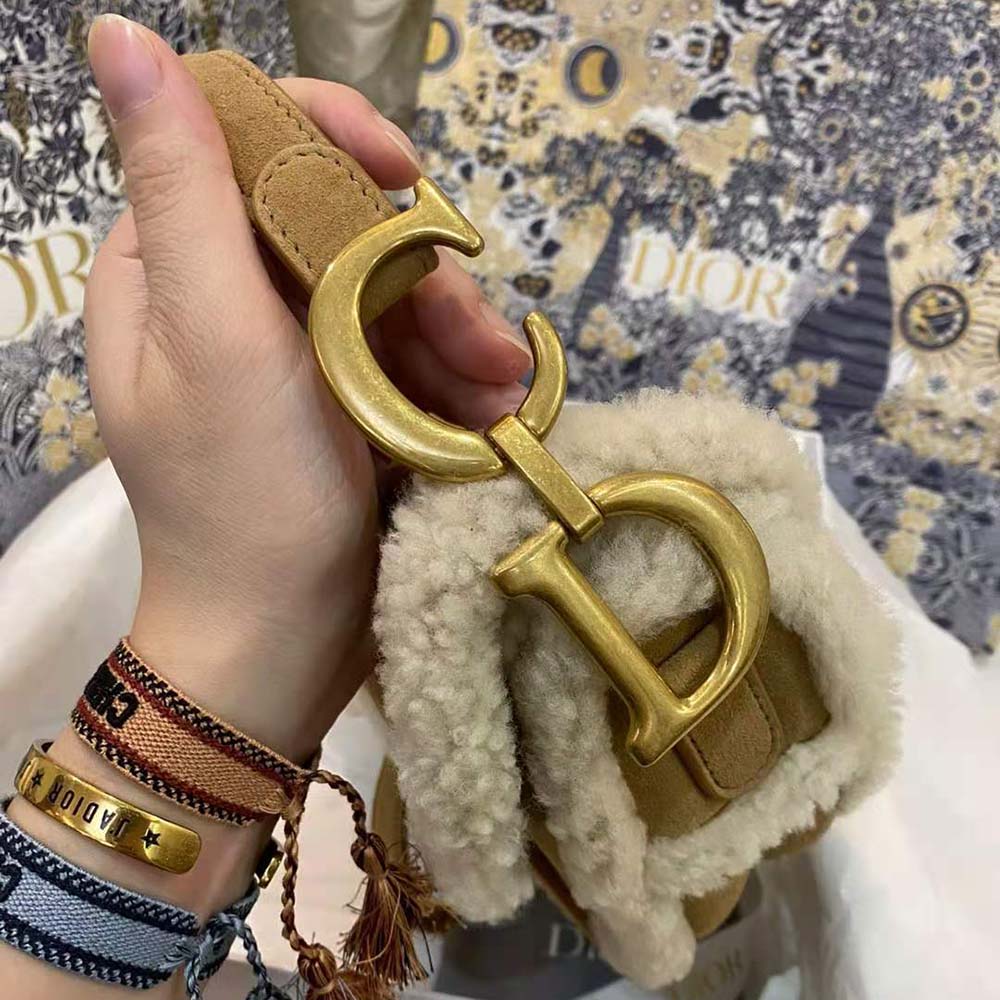 dior saddle shearling