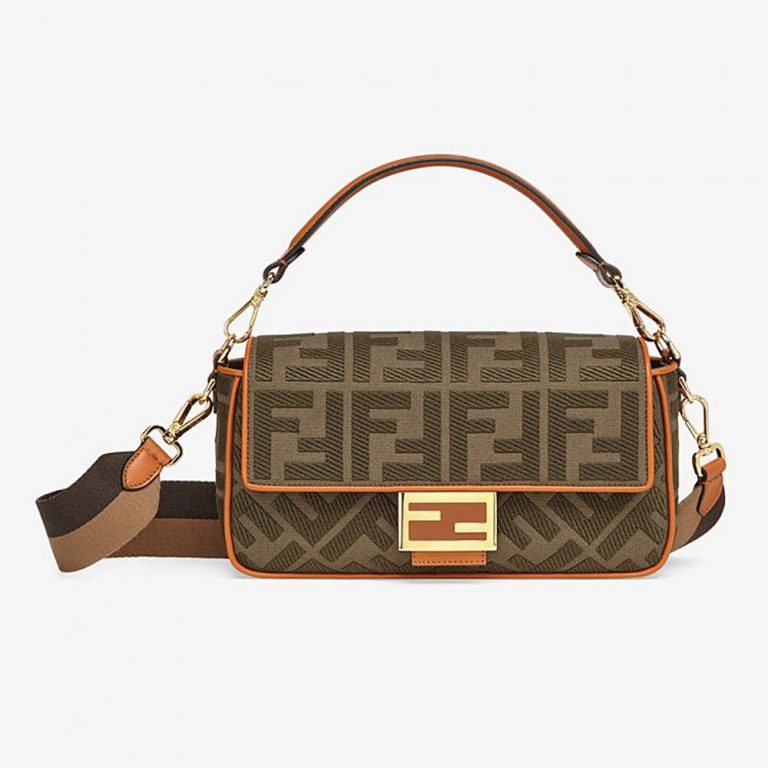 Fendi Women Baguette Green Canvas Bag