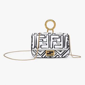 Fendi Women Nano Baguette Charm White Nappa Leather Charm