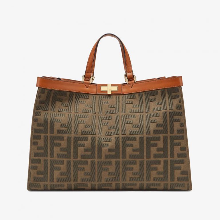 Fendi Women Peekaboo X-Tote Green Canvas Bag