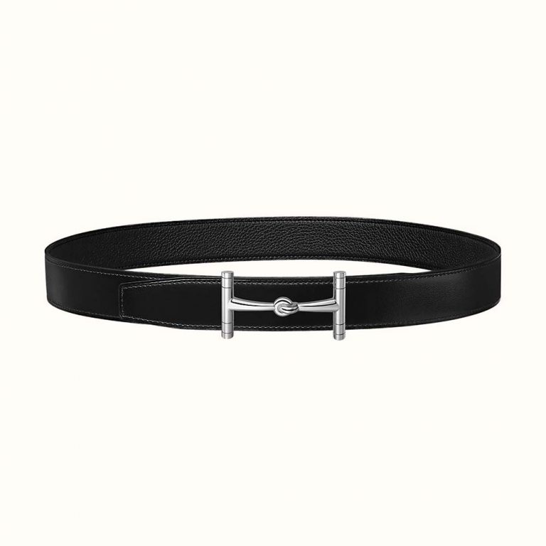 Hermes Women H Hippique Belt Buckle & Reversible Leather Strap 32 mm-Black
