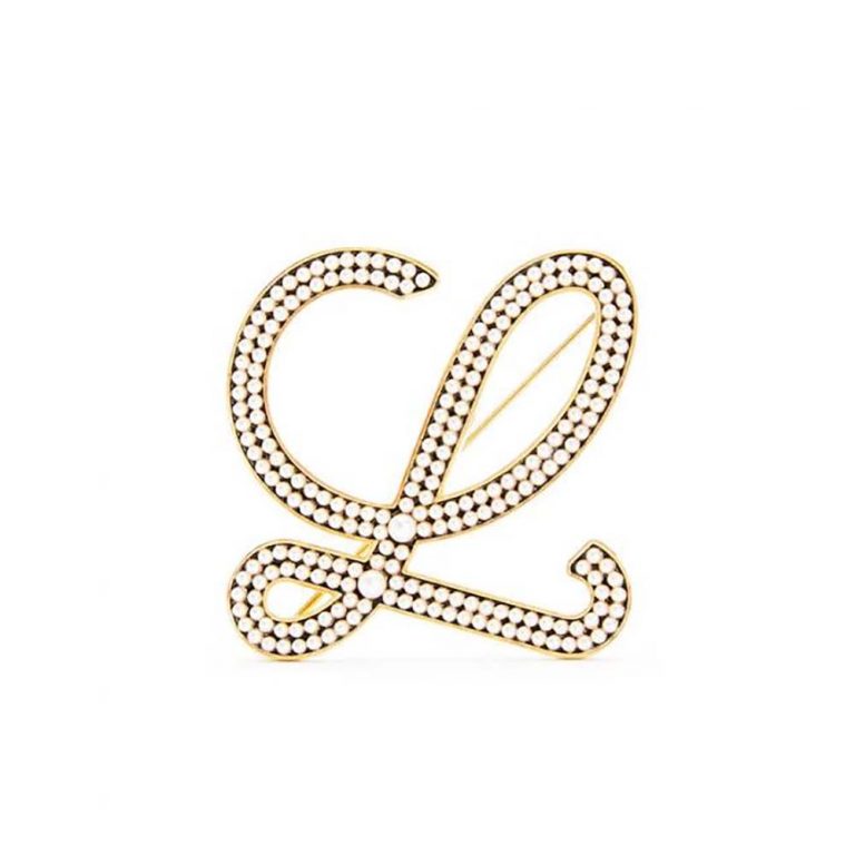 Loewe Women Brooch in Metal and Pearls