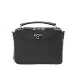 Prada Men Brique Saffiano Leather Cross-Body Bag-Black