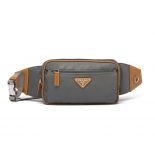 Prada Men Nylon Belt Bag-Silver