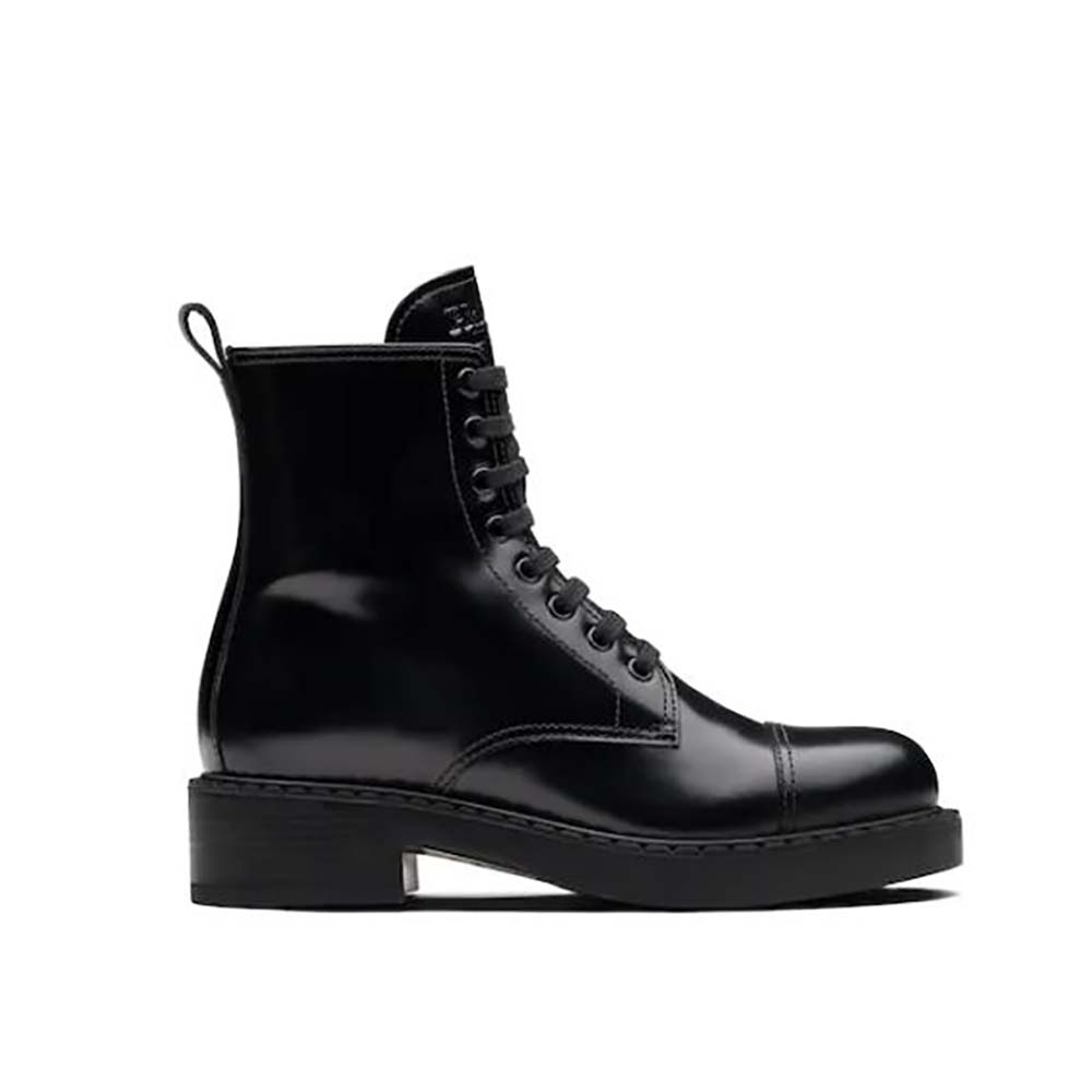 prada brushed leather laced booties