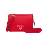 Prada Women Calf Leather Shoulder Bag-Red