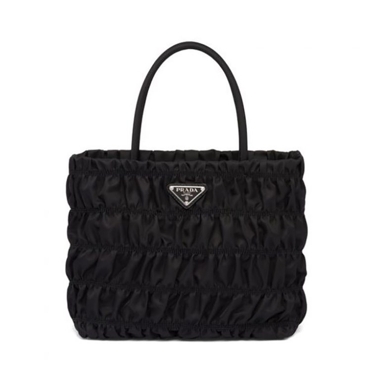 Prada Women Embossed Nylon Tote-Black