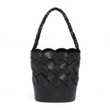 Prada Women Leather Prada Tress Bucket Bag-Black