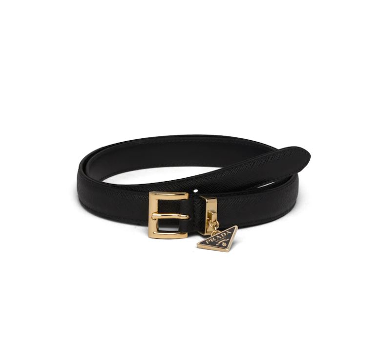 Prada Women Saffiano Leather Belt-Black