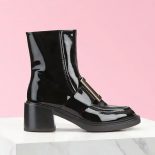 Roger Vivier Women Viv' Rangers Metal Buckle Ankle Boots in Patent Leather in 6cm Heel