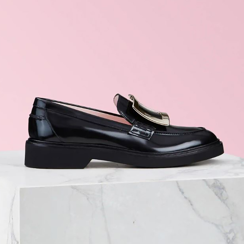 black buckle loafers womens