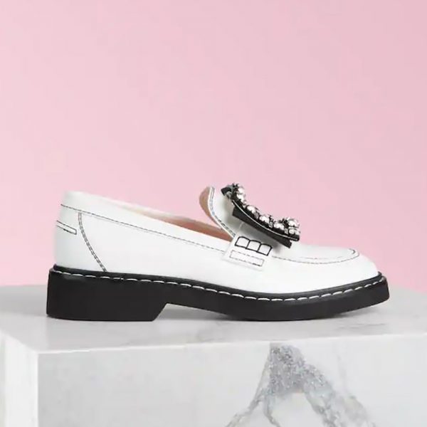 Roger Vivier Women Viv' Rangers Stitch Strass Buckle Loafers in Leather