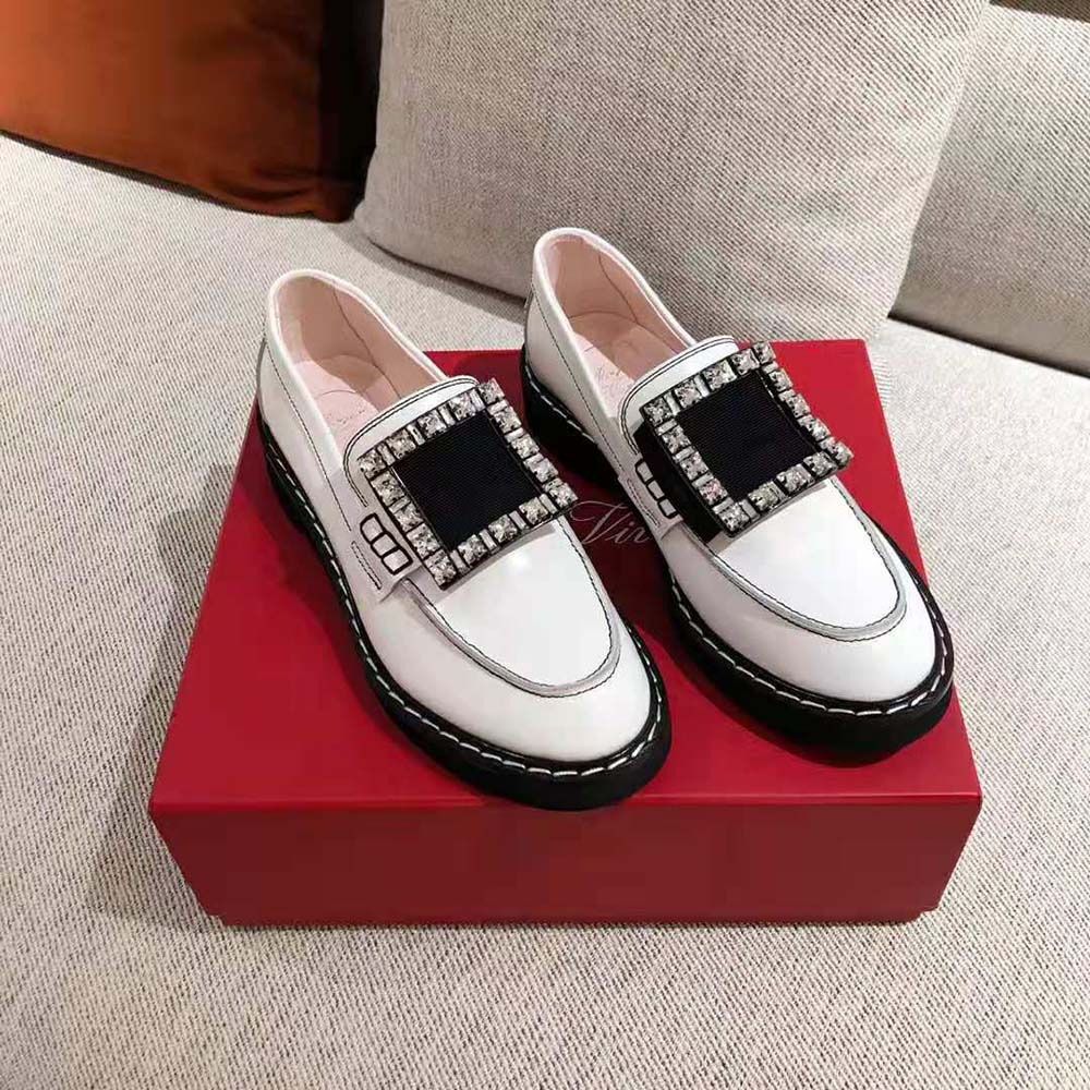 white buckle loafers