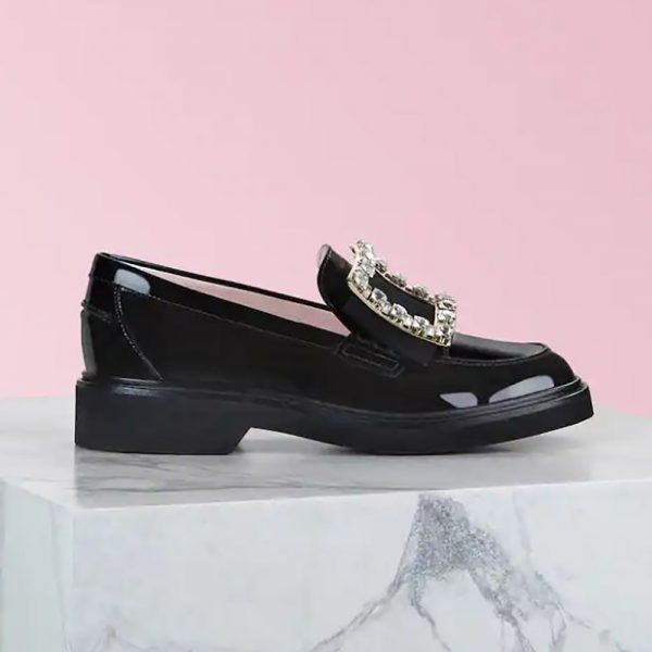 Roger Vivier Women Viv' Rangers Strass Buckle Loafers-Black