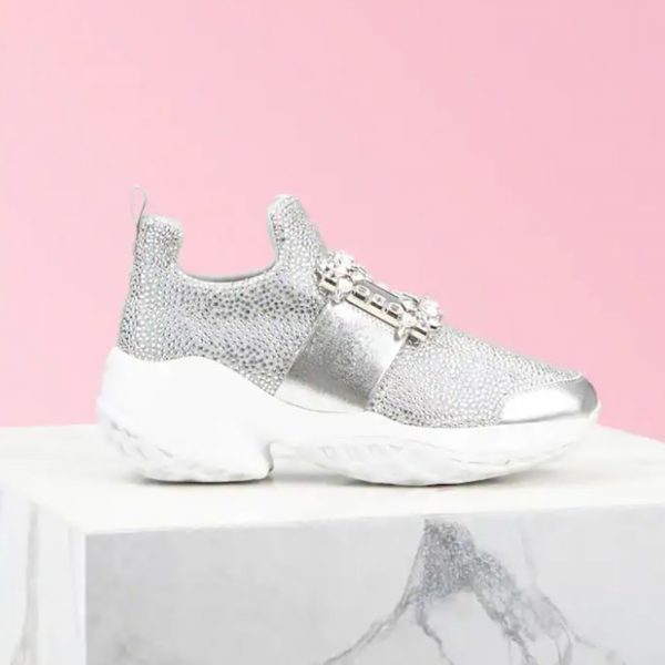 Roger Vivier Women Viv' Run Bling Strass Buckle Sneakers in Technical Fabrics