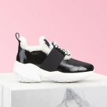 Roger Vivier Women Viv' Run Shearling Strass Buckle Sneakers in Patent Leather