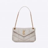 Saint Laurent YSL Women Loulou Puffer Small Bag in Quilted Lambskin-White