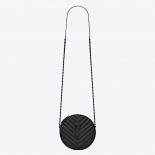 Saint Laurent YSL Women Vinyle Round Camera Bag in Chevron-Quilted Smooth Leather